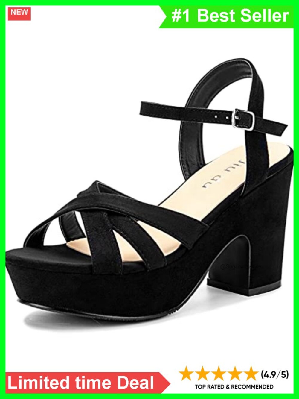 Faux Suede Platform Wedge Sandals Chunky Heel Ankle Strap Open Toe